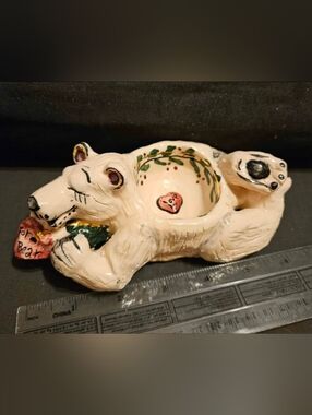 Blue Sky Clayworks Vtg Polar Bear Artist Heather Goldmine Votive Holder